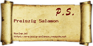 Preiszig Salamon névjegykártya